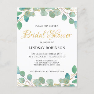 Eucalyptus Green Bridal Shower Invitation Postcard