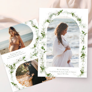 eucalyptus green elegant arch photo baby pregnancy announcement