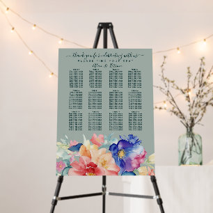 Eucalyptus Green Floral Wedding Seating Chart Foam Board