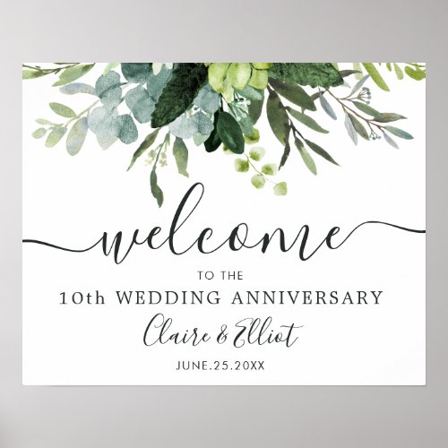 Eucalyptus Green Foliage Anniversary Welcome Sign