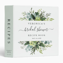 Eucalyptus Green Foliage Bridal Shower Recipes 3 Ring Binder