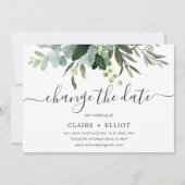 Eucalyptus Green Foliage Change the Date Wedding Invitation (Front)