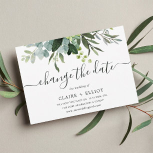 Eucalyptus Green Foliage Change the Date Wedding Invitation