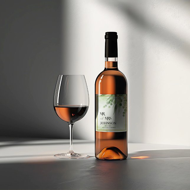 Eucalyptus Green Foliage party wine Label (Creator Uploaded)