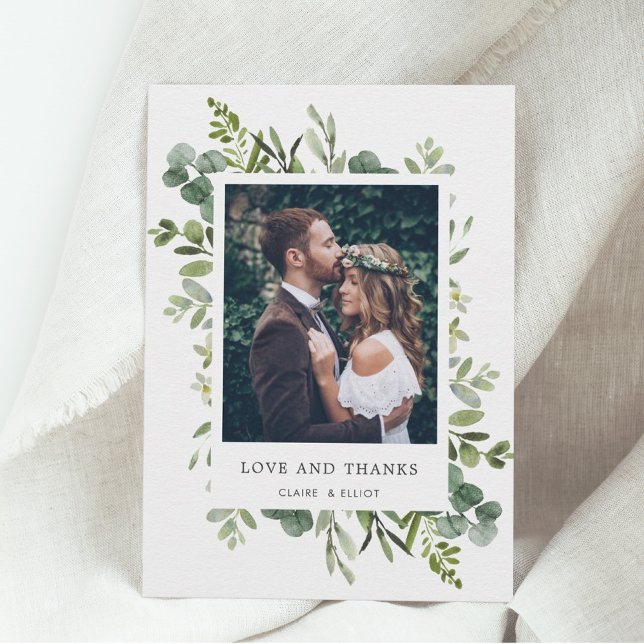 Eucalyptus Green Foliage Photo Thank You Card (Creator Uploaded)