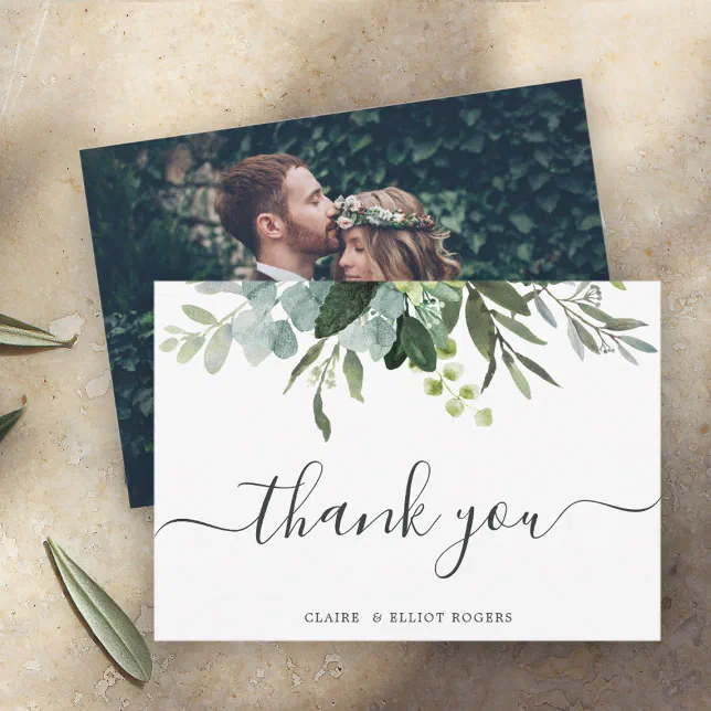 Eucalyptus Green Foliage Photo Thank You Card | Zazzle