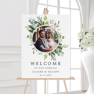 Eucalyptus Green Foliage Photo Wedding Welcome Foam Board