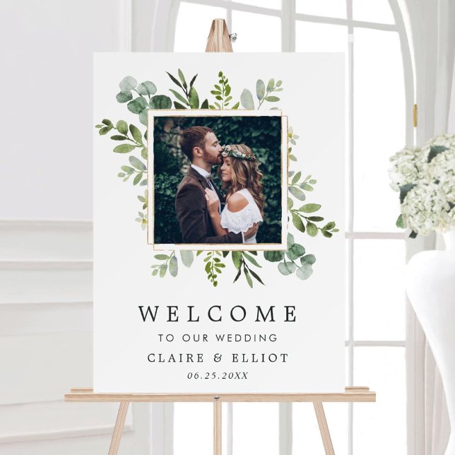 Eucalyptus Green Foliage Photo Wedding Welcome  Foam Board (Creator Uploaded)