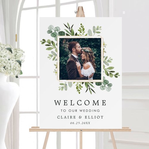 Eucalyptus Green Foliage Photo Wedding Welcome Poster