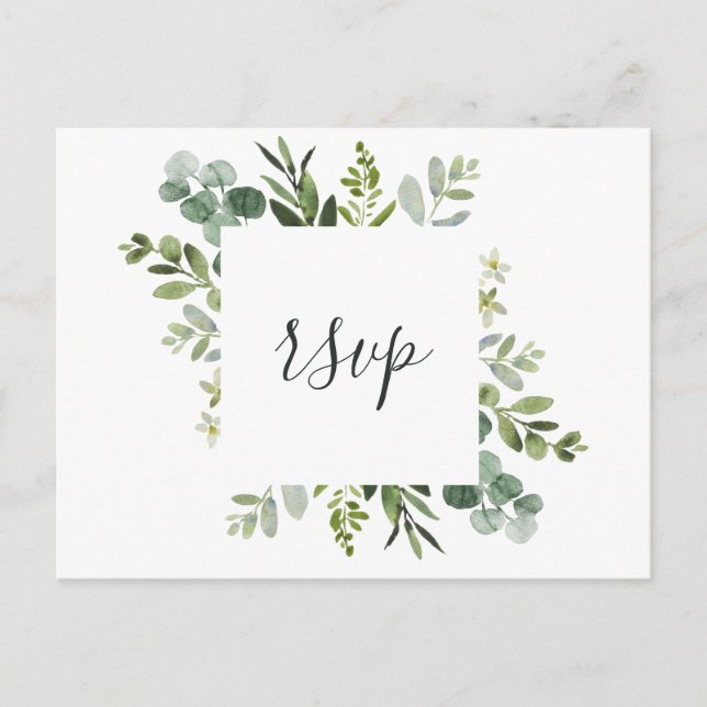 Eucalyptus Green Foliage RSVP Invitation Postcard (Front)