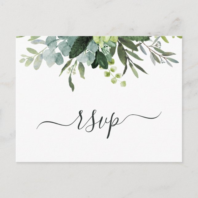 Eucalyptus Green Foliage RSVP Invitation Postcard (Front)