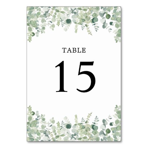 Eucalyptus Green Foliage Table Number