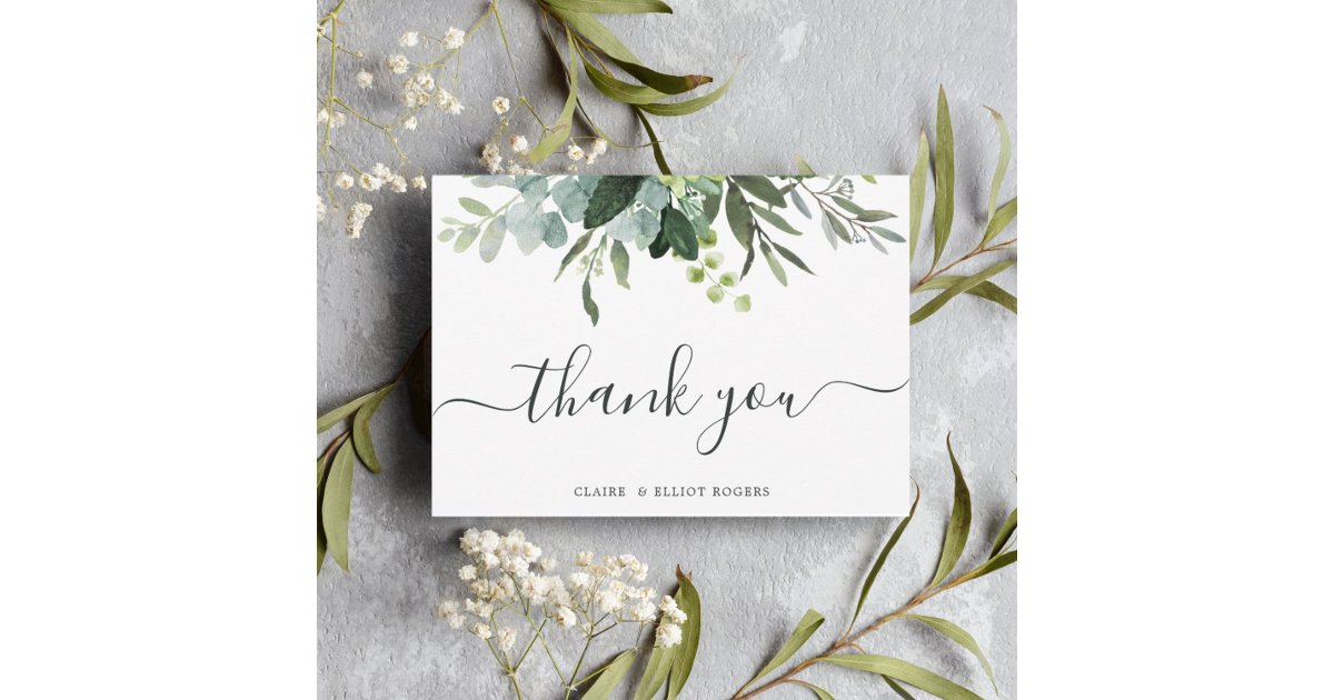 Eucalyptus Green Foliage Thank You Card | Zazzle