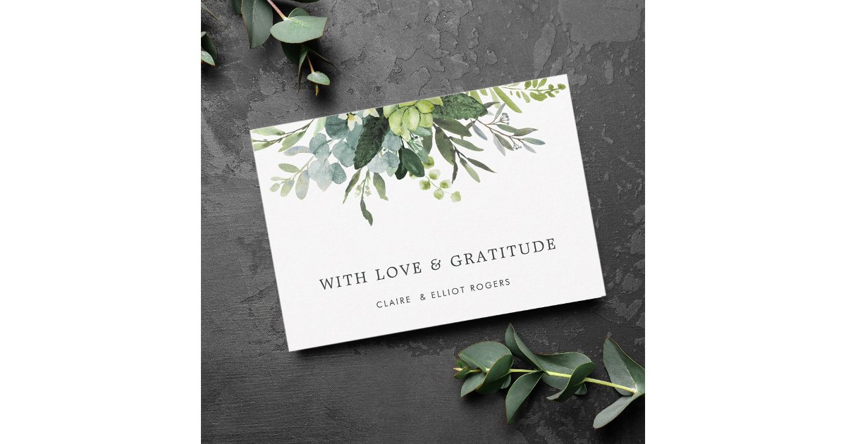 Eucalyptus Green Foliage Thank You Card | Zazzle