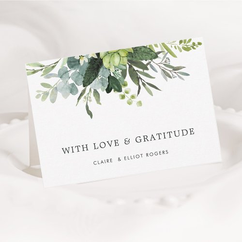 Eucalyptus Green Foliage Thank You Folded Card