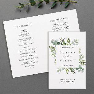 Eucalyptus Green Foliage Wedding Ceremony Program