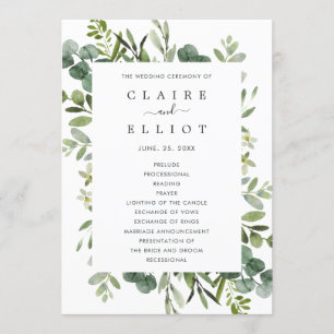 Eucalyptus Green Foliage Wedding Ceremony Program