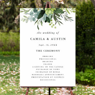 Eucalyptus Green Foliage Wedding Ceremony Program Poster