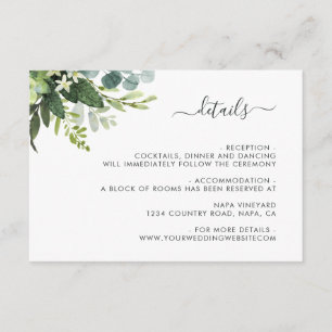 Eucalyptus Green Foliage Wedding Details Enclosure Card