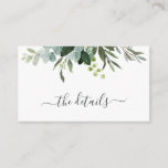 Eucalyptus Green Foliage Wedding Details Enclosure Card<br><div class="desc">This wedding details enclosure card features painted watercolor eucalyptus,  green leaves and modern calligraphy. For more advanced customization of this design,  Please click the "Customize further" link.  Matching items are also available.</div>