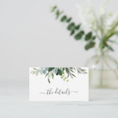 Eucalyptus Green Foliage Wedding Details Enclosure Card (Standing Front)