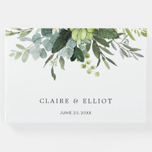 Eucalyptus Green Foliage Wedding Guest Book