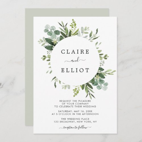 Eucalyptus Green Foliage Wedding Invitation