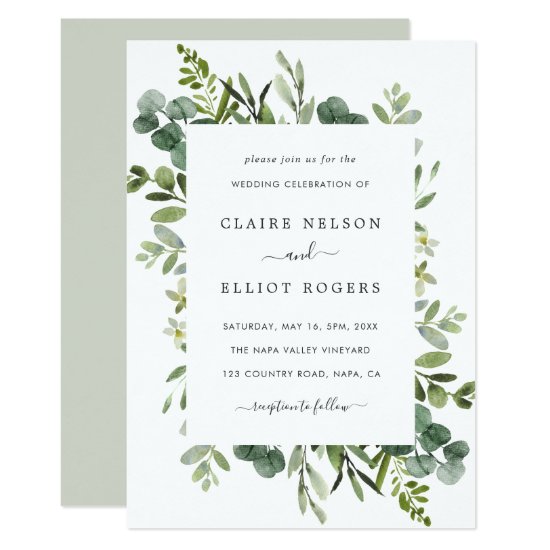 Eucalyptus Green Foliage Wedding Invitation