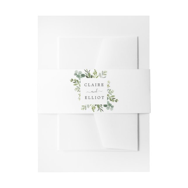Eucalyptus Green Foliage Wedding Invitation Belly Band (Front Example)