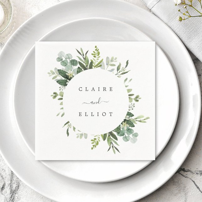 Eucalyptus Green Foliage Wedding Paper Napkins (Creator Uploaded)