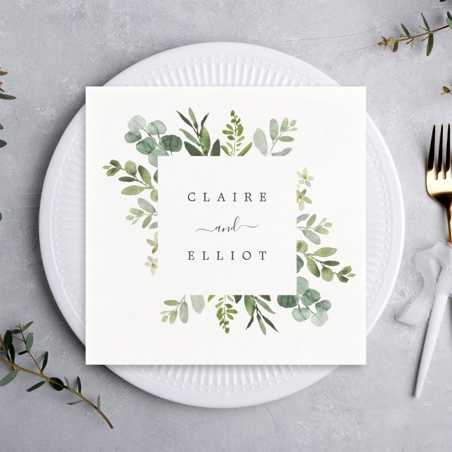 Eucalyptus Green Foliage Wedding Paper Napkins (Creator Uploaded)