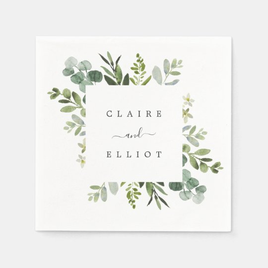 Eucalyptus Green Foliage Wedding Paper Napkins