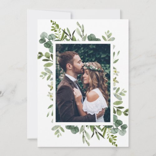 Eucalyptus Green Foliage Wedding Photo Invitation