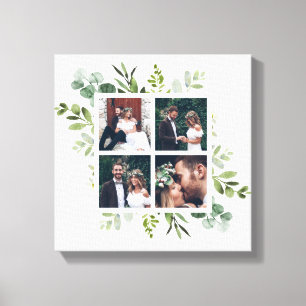 Eucalyptus Green Foliage Wedding Photo Square Canvas Print