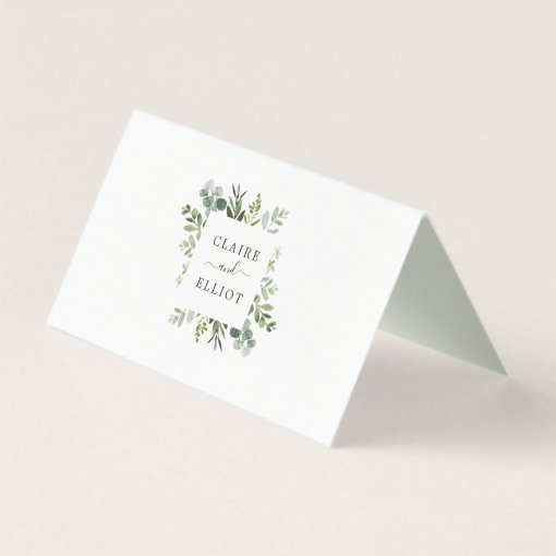 Eucalyptus Green Foliage Wedding Place Card 