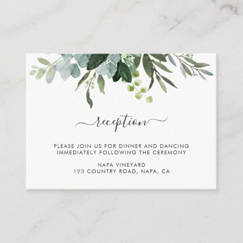 Eucalyptus Green Foliage Wedding Reception Enclosure Card