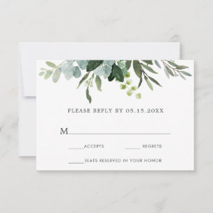 Eucalyptus Green Foliage Wedding RSVP Card
