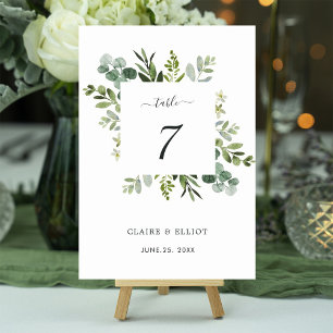 Eucalyptus Green Foliage Wedding Table Number