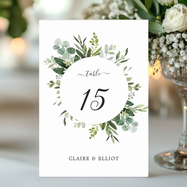 Eucalyptus Green Foliage Wedding Table Number (Creator Uploaded)