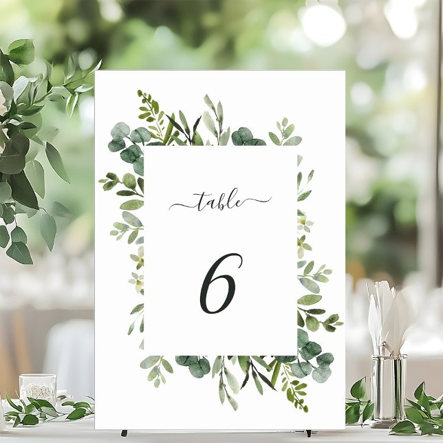 Eucalyptus Green Foliage Wedding Table Number (Creator Uploaded)