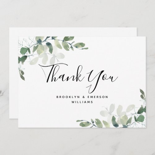 Eucalyptus Green Foliage Wedding Thank You Card