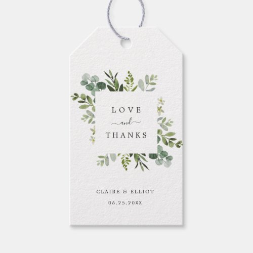 Eucalyptus Green Foliage Wedding Thank You Gift Tags