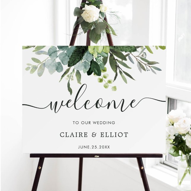 Eucalyptus Green Foliage Wedding Welcome Foam Board (Creator Uploaded)