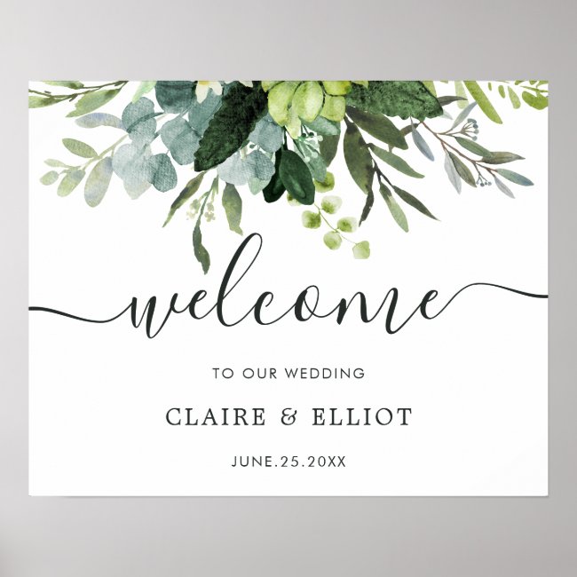 Eucalyptus Green Foliage Wedding Welcome Sign