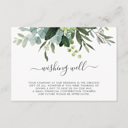 Eucalyptus Green Foliage Wedding Wishing Well Enclosure Card