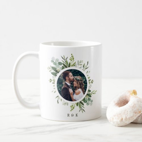 Eucalyptus Green Foliage Wreath Wedding 2 Photo Coffee Mug