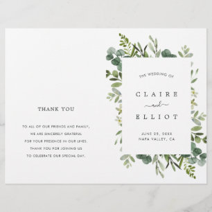 Eucalyptus Green Foliage Wreath Wedding Program