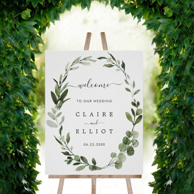 Eucalyptus Green Foliage Wreath Wedding Welcome Foam Board (Creator Uploaded)