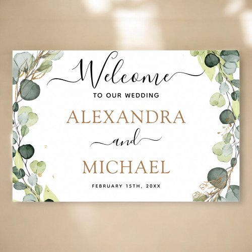 Eucalyptus Green Gold Foil Wedding Welcome Sign