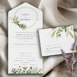 EUCALYPTUS GREEN GOLD FOLIAGE WATERCOLOR WEDDING A ALL IN ONE INVITATION<br><div class="desc">If you need any further customisation please feel free to message me on yellowfebstudio@gmail.com.</div>